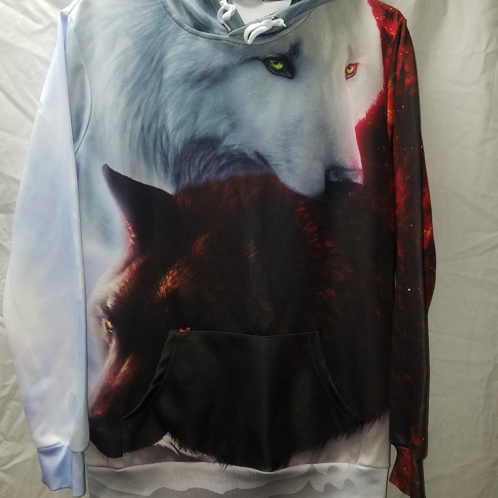 Wolf hooded sweatshirt.